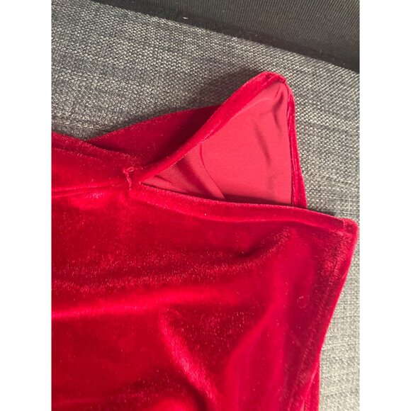 Caroline Rose Red Velvet Cold Shoulder Top MP Loose Fit Made USA Elegant Design - Picture 12 of 12